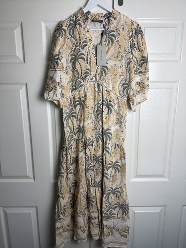 Mint velvet palm print - palm, midi