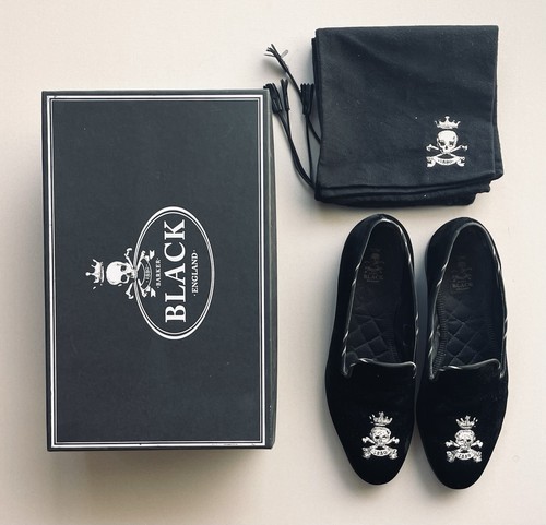 Barker black velvet slippers - black,