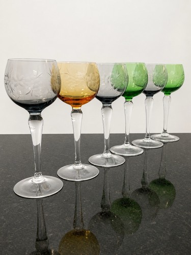 Coloured hock wine glasses - coloured,