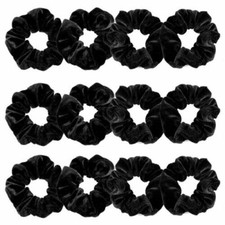 Scrunchie Velvet Plain BLACK Pack Of 12 Bobble Hair Tie In Many Colours JOBLOT