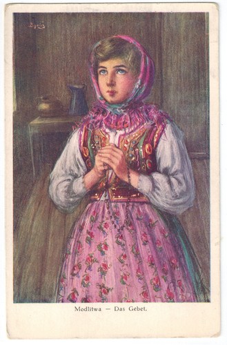 Postcard poland folk costume - postcard,