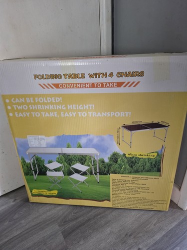 Camping table and chairs - table,