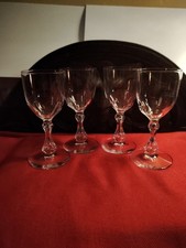 Antique Set Of Four Crystal Cut Hollow Stem hour glass Port Glasses
