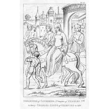 FRANCE 1439 Departure of Catherine to Marry Count of Charolais old print 1810