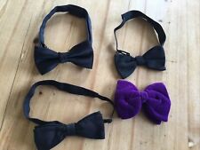 Black Bow Tie Adjustable Satin Wedding Party Event Dickie Bow & Purple Clip-On
