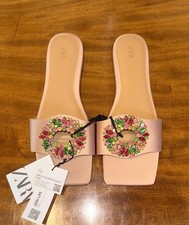 Beautiful Zara Crystal Embellished Sandals Size 39 Uk6 Brand New