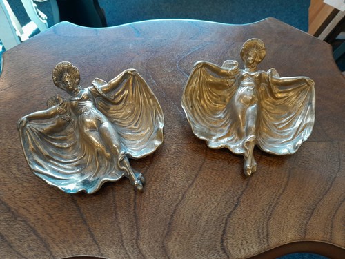 Pair art nouveau brass - of,