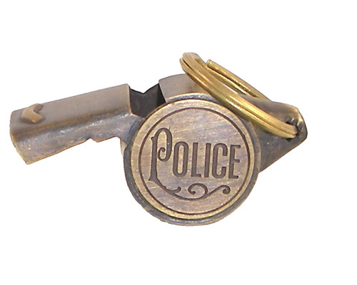 Brass working police whistle - brass,