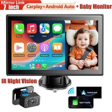 New 7"HD Car Baby Monitor with CarPlay,Baby Car Camera for Backseat Night Vision