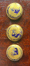 3 Beautiful Blue And Gold Satsuma Buttons (15mm) Dragon Pattern Signed On Back 