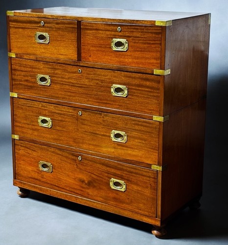 Antique brass bound mahogany - brass,