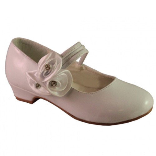 Girls white patent shoes satin - patent,