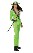 70s Disco Fancy Dress Deluxe Ladies Pimp Huggy Bear Velvet Suit UK Size SMALL