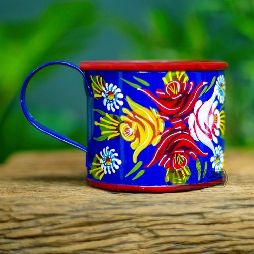 Blue hand painted buckby - blue,