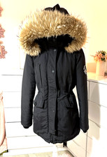 Superdry Womens Everest Parka Coat -Faux fur edge removable hood- Size 12 -BLACK