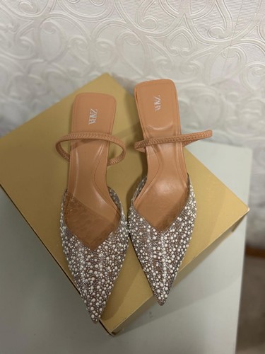 Zara women beige beaded - beige,
