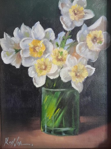 Flowers oil painting 27cm - oil,