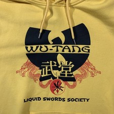 Mens XL Wu-Tang Clan Liquid Swords Society Yellow Hoodie Size XL VGC