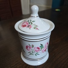 James Kent Old Foley Pot With Lid Floral Roses, sweet/Condiments jar, GOLD TRIM