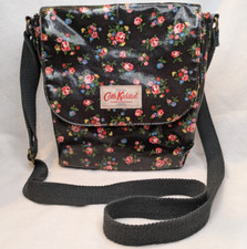 Cath Kidston Crossbody Flap-over Messenger Bag Black Vintage Rose Pattern
