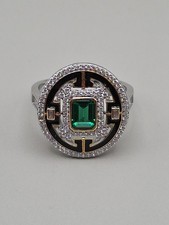 Simulated Emerald Tova 925 Ring CZ Diamonique Large Size U½. Please See Info💚