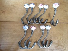 Cast iron Rustic hat & coat hooks vintage old English Victorian retro pegs