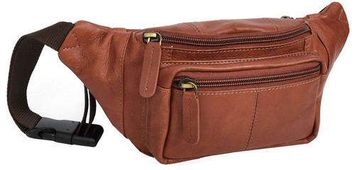 Genuine leather waist bum bag - leather,