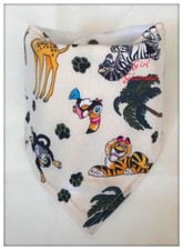 Bandana Dribble Bib Bibs Jungle Animals Zoo Fabric Baby Nappy Burp Food Safari
