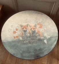 Up cycled  Drop Leaf Table Fox Country Decoupage Small Teal