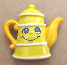 Smiling yellow coffee pot, 3D resin fridge magnet