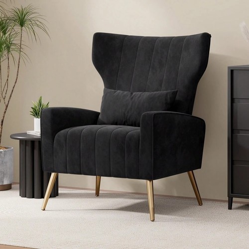 Velvet recliner armchair with - velvet,