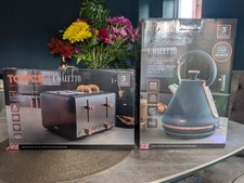 Tower Cavaletto 4 SliceToaster & Kettle Midnight Blue Gold Rose Edition