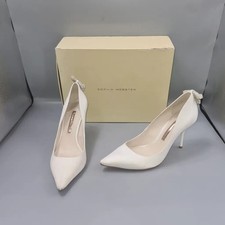 Sophia Webster White Heels UK 7 EU 40 Satin White Pointed Diamante Bow Bridal