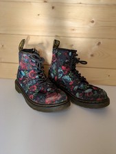 Dr Martens Docs Canvas Skull Floral Classic Gum Sole Boots UK 1 Children 1460