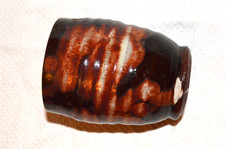 VINTAGE EWENNY POTTERY BROWN MOTTLED CUP VASE 1970S SIGNED PERFECT CONDITION