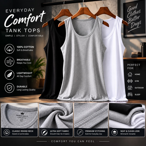 Mens 100 cotton tank - 100%, top