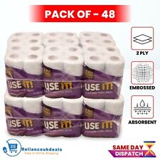 48 X Kitchen Rolls Paper Towel 2ply Embossed Hand Wipes Strong White Tissue Roll