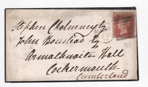 1872 penny red stamp - qv,
