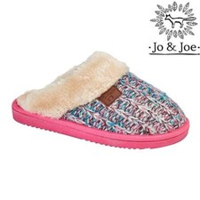 Ladies Slippers Tartan Faux