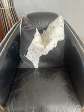 Pair of Black and White Genuine Cowhide Cushions for Armchairs