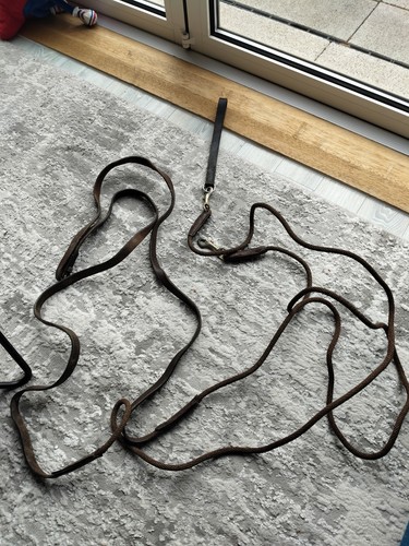 Brown draw reins - brown, leather