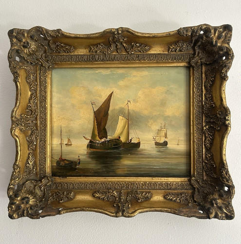 Antique oil painting - oil, seascape