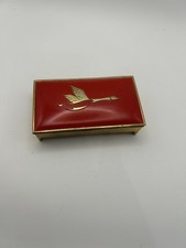 Rare Vintage Red Enamel And Gold Coloured Trinket-snuff  Box Collectable