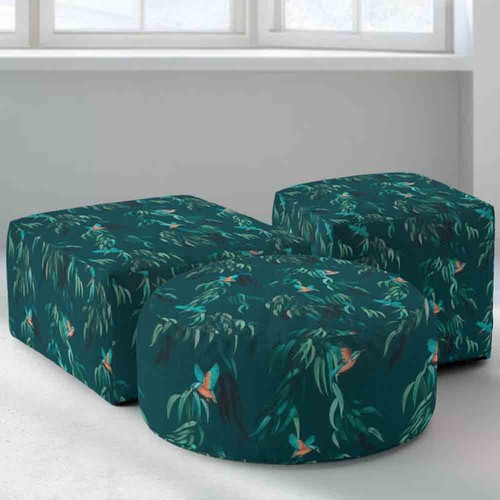 Kingfisher pattern kids - kingfisher, pouffe