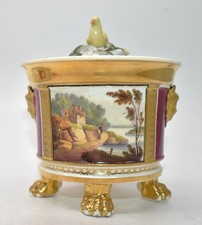 SUPERB EARLY 19thC ANTIQUE CHAMBERLAINS WORCESTER ? INKWELL HANDPAINTED SCENES