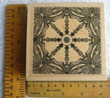 Rubber Stamp. Elusive Images. .Useful 4 ins  Square. Art Deco Design  Un-used.