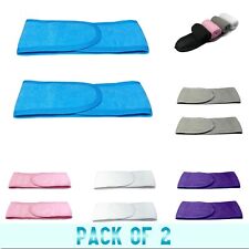 2 Pack Spa Headband Facial Head Wrap Adjustable Makeup Terry Cloth Hairband