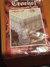 Table cloth...crochet vinyl wipe clean..white....75cmx120cm..vintage never used