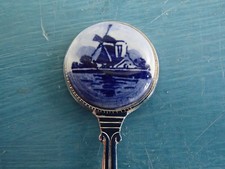Vintage Souvenir Dutch Windmill Spoon With Ceramic Badge