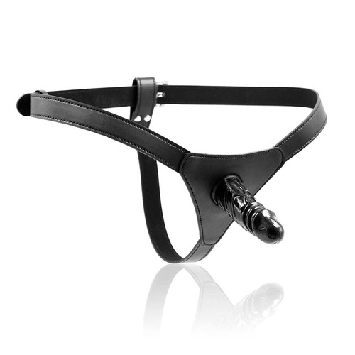 Strap harness dildo black - harness,